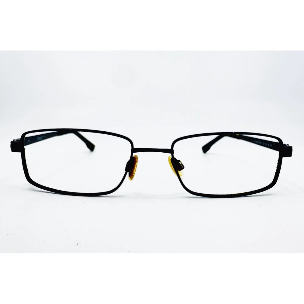Flexon Eyeglasses Mens Black E1050 001 Rectangular Metal Frames 54-18-145